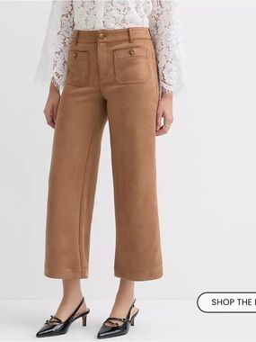 LOFT Wide-Leg High-Rise Pants Faux Suede